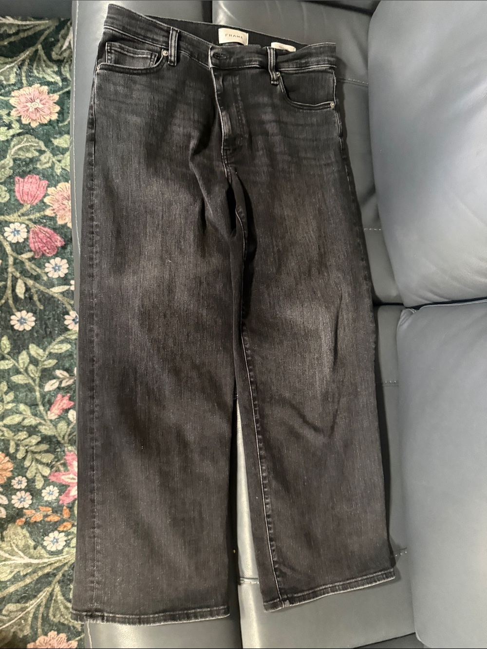 Frame Denim Men's Relaxed Black Wide-Leg Jeans